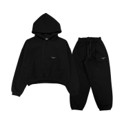 Undermycar Mu.97 Anti Fxxking Logo Play Oversized Bonded Sweat Set-up (Hoodie, Jogger) - Black