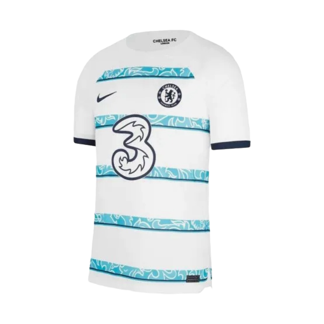 나이키 첼시 FC 2022/23 드라이핏 스타디움 어웨이 숏슬리브 저지 화이트 컬리지 네이비 (논 마킹 버전)(Nike Chelsea FC 2022/23 Dri-Fit Stadium Away SS Jersey White College Navy (Non Marking Ver.))