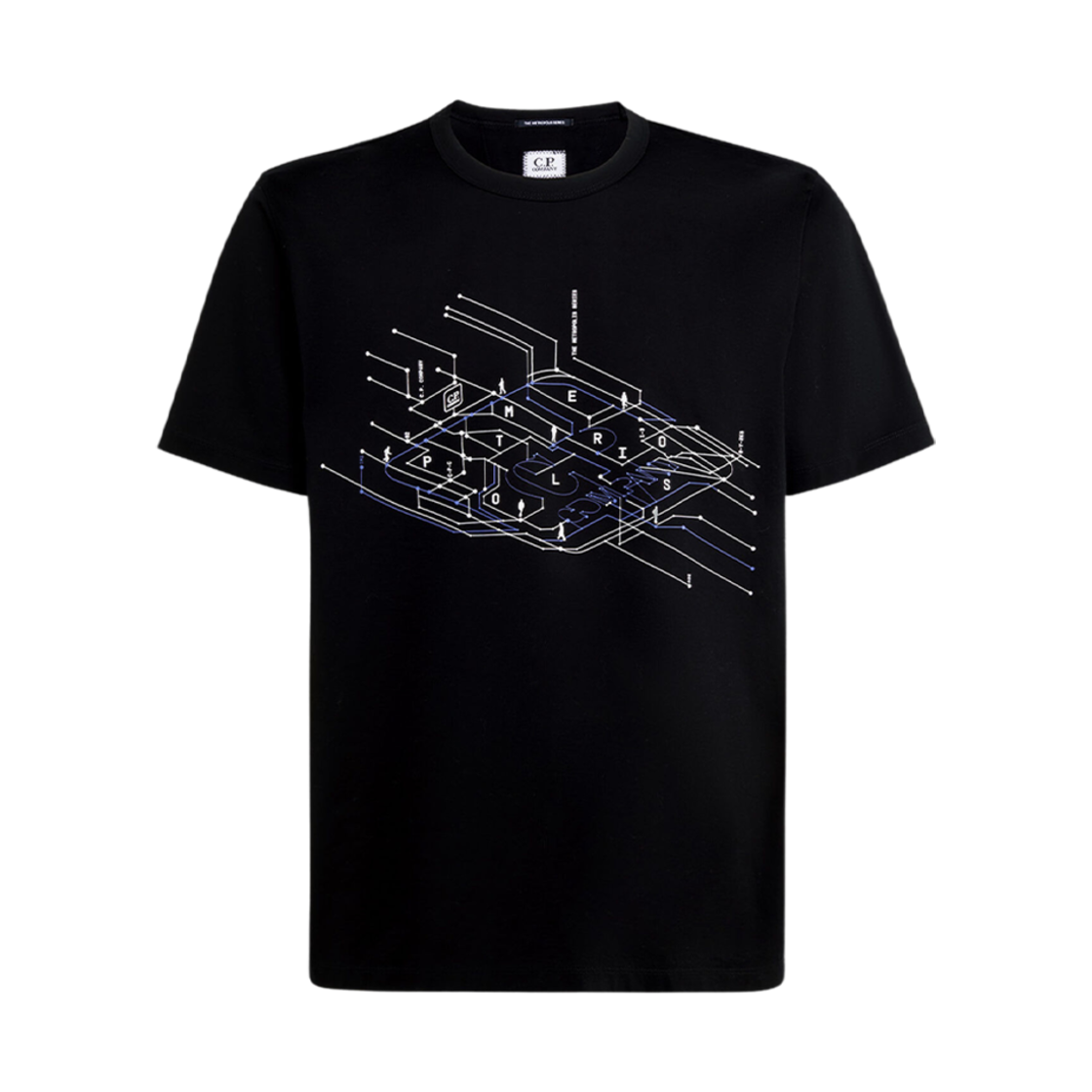 C.P. 컴퍼니 메트로폴리스 시리즈 머서라이즈드 저지 아웃라인드 프린트 티셔츠 블랙 - 23FW(C.P. Company Metropolis Series Mercerized Jersey Outlined Print T-Shirt Black - 23FW) - 1