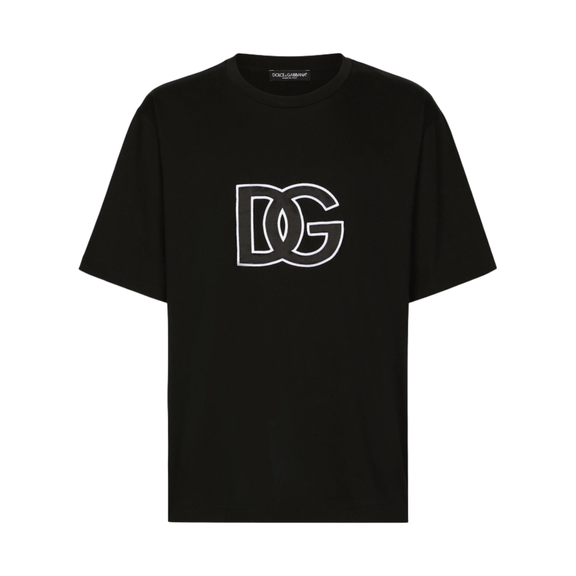 G8PD7ZG7G6QN0000 Dolce & Gabbana Cotton Round Neck T-Shirt with DG Patch Black