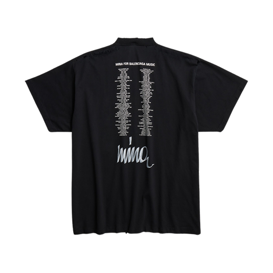 (W) 발렌시아가 뮤직 미나 시리즈 티셔츠 오버사이즈 블랙 화이트((W) Balenciaga Music Mina Series T-Shirt Oversized Black White) - 2