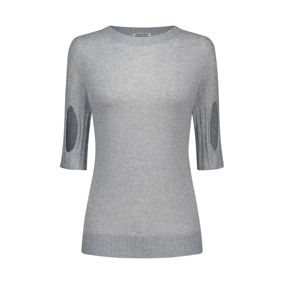 25SSMATO02MG Juukiff Slitted Sleeve Top In Mixed Silk Cotton Mealange Grey