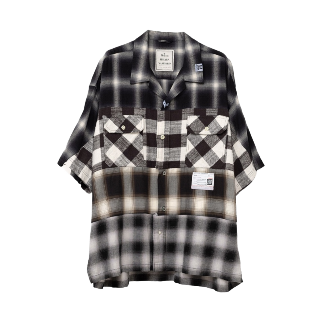 메종 미하라 야스히로 4-컷 H/S 체크 셔츠 블랙(Maison Mihara Yasuhiro 4-Cuts H/S Check Shirt Black) - 1