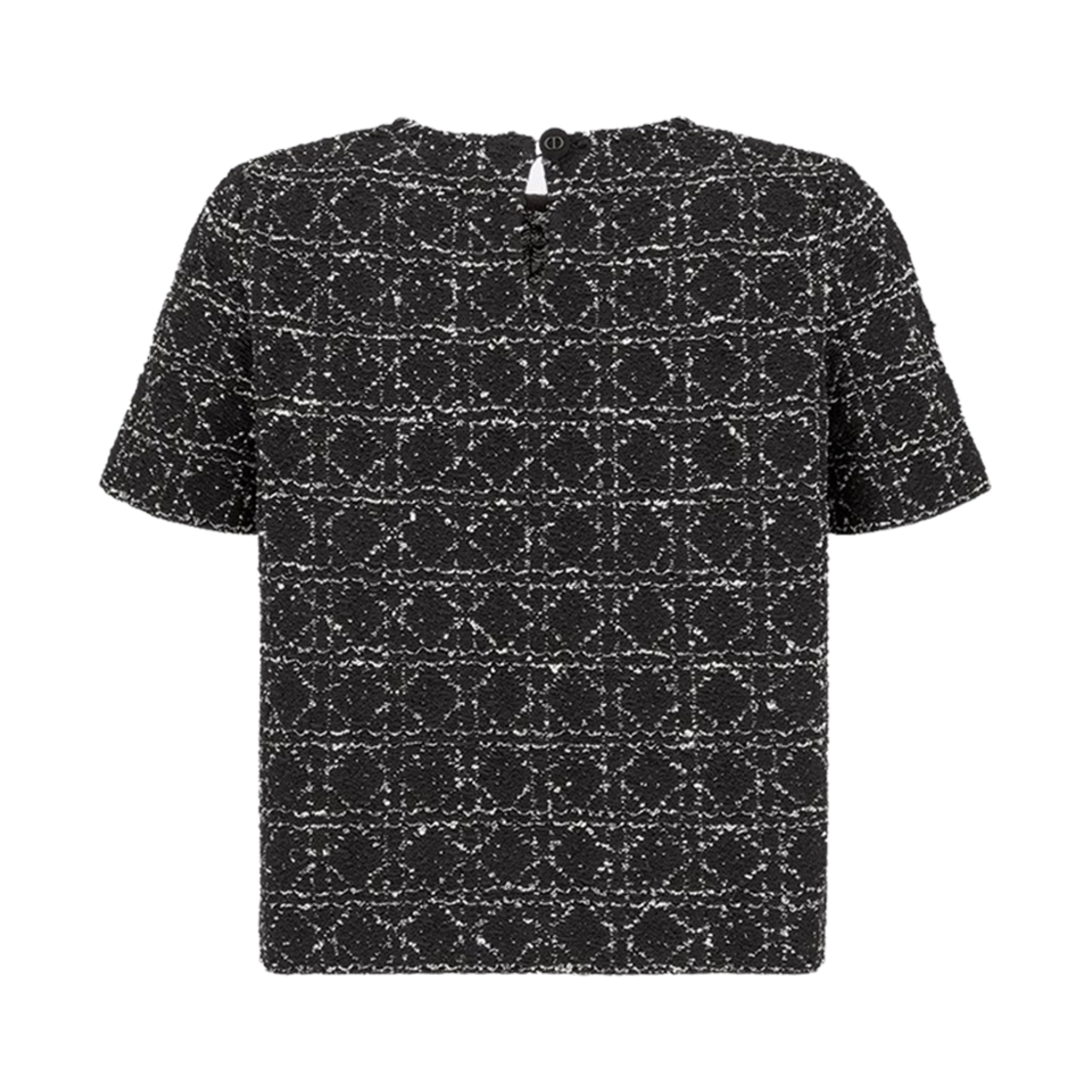 (W) 디올 매크로까나쥬 테크니컬 코튼 트위드 숏슬리브 탑 블랙 화이트((W) Dior Macrocannage Technical Cotton Tweed Short-Sleeved Top Black White) - 1