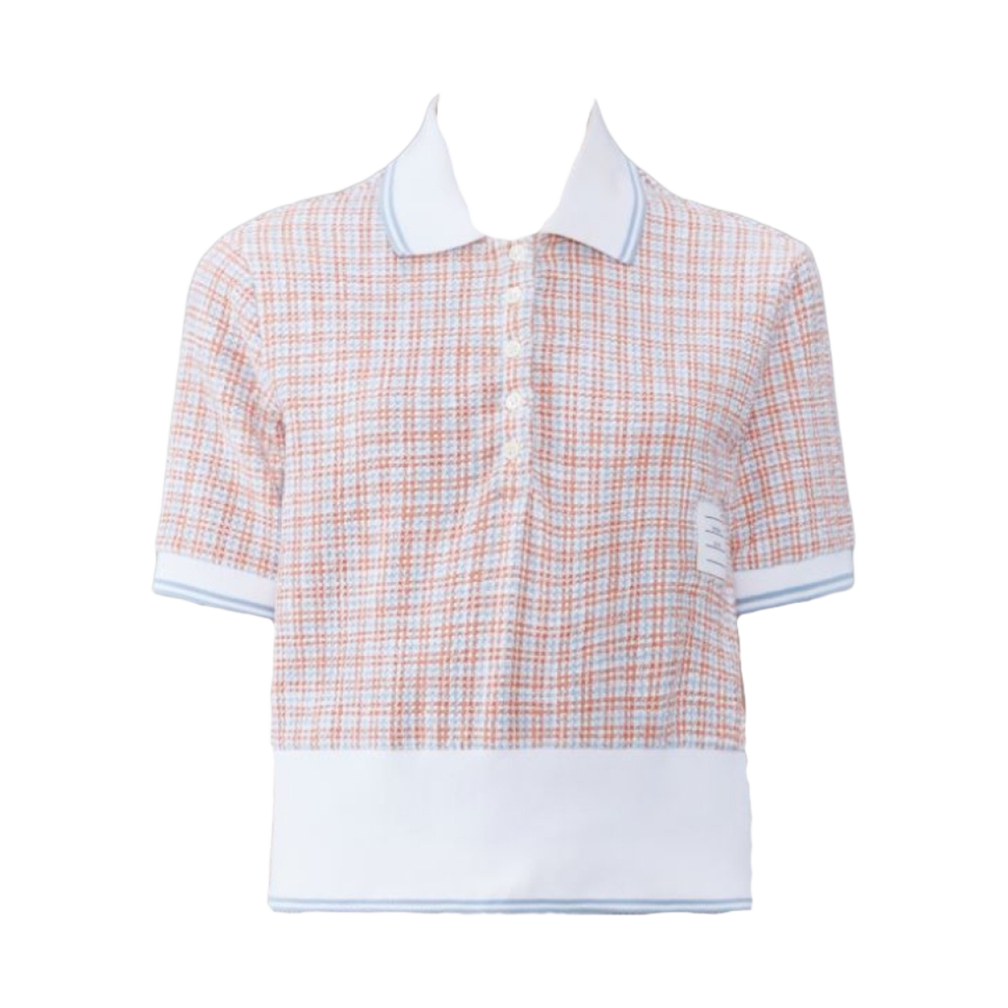 FJP088A-J0113-825 (W) Thom Browne Tweed Shrunken Short Sleeve Polo Pastel Orange
