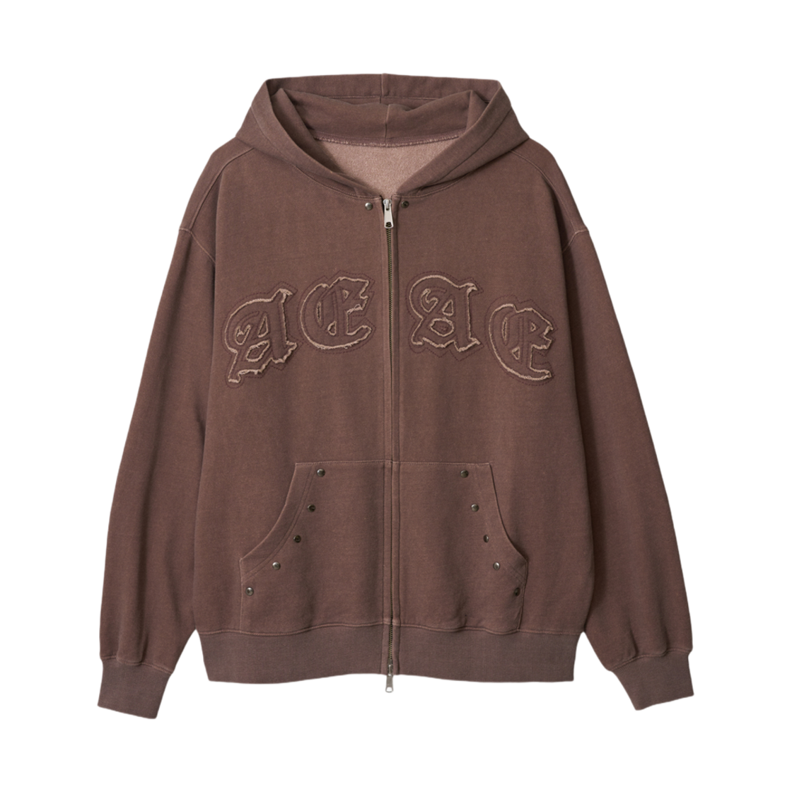 (W) 에이에이 피그먼트 후드 집업 브라운((W) Aeae Pigment Hood Zip-Up Brown) - 1