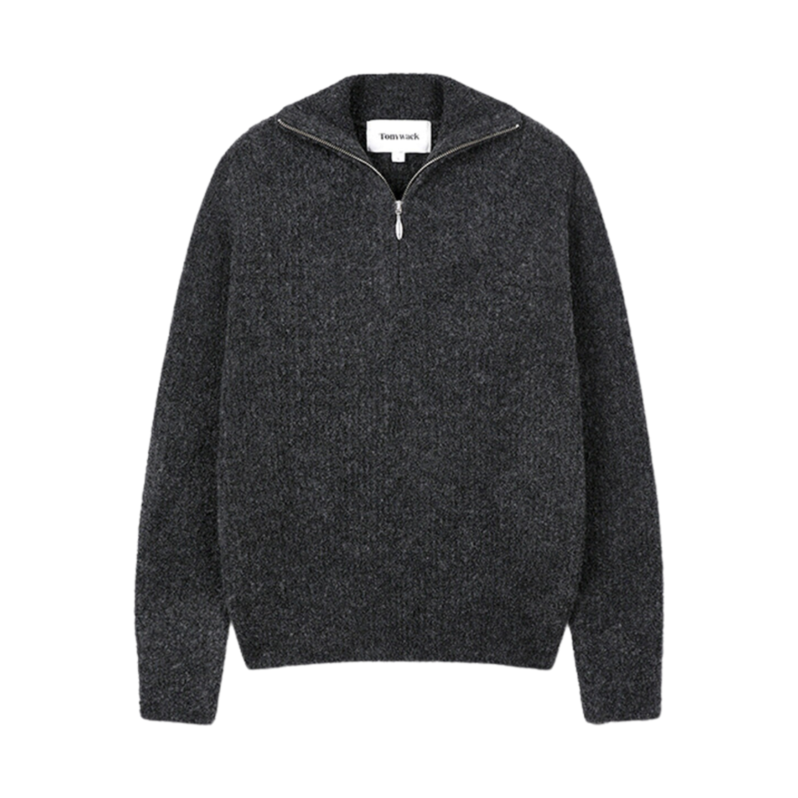 토니웩 울 블렌드 부클 집 스웨터 다크 그레이(Tonywack Wool Blend Boucle Zip Sweater Dark Grey) - 1