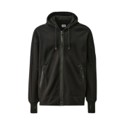 C.P. Company Diagonal Raised Fleece Zipped Hooded Sweatshirt Black - 24FW