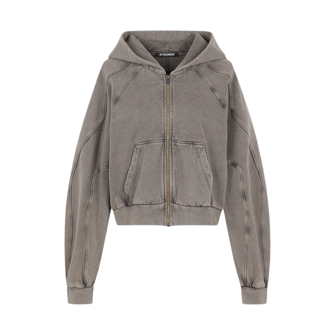 오토링거 우먼 멀티라인 집 후디 라이트 브라운(Ottolinger Women Multiline Zip Hoodie Light Brown)
