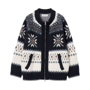 Millo Women Snow Jaquard Knit Zip-up Ivory