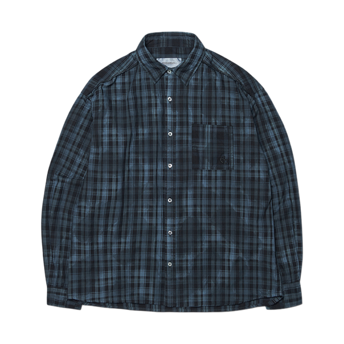 노매뉴얼 H.R 체크 셔츠 다크 네이비