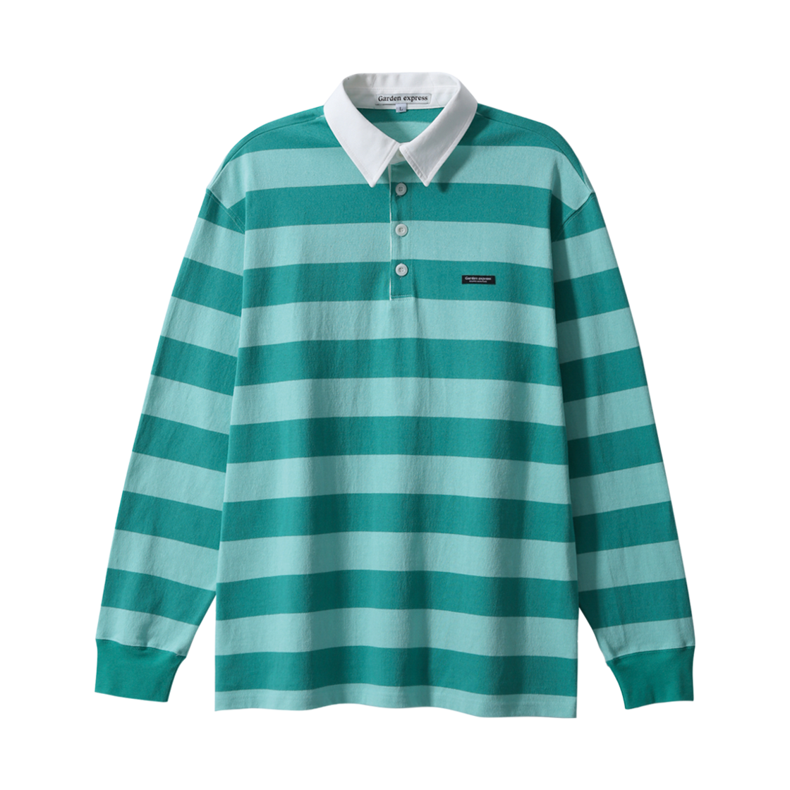 가든익스프레스 볼드 스트라이프 럭비 티셔츠 그린 믹스(Garden express Bold Stripe Rugby T-Shirt green mix)