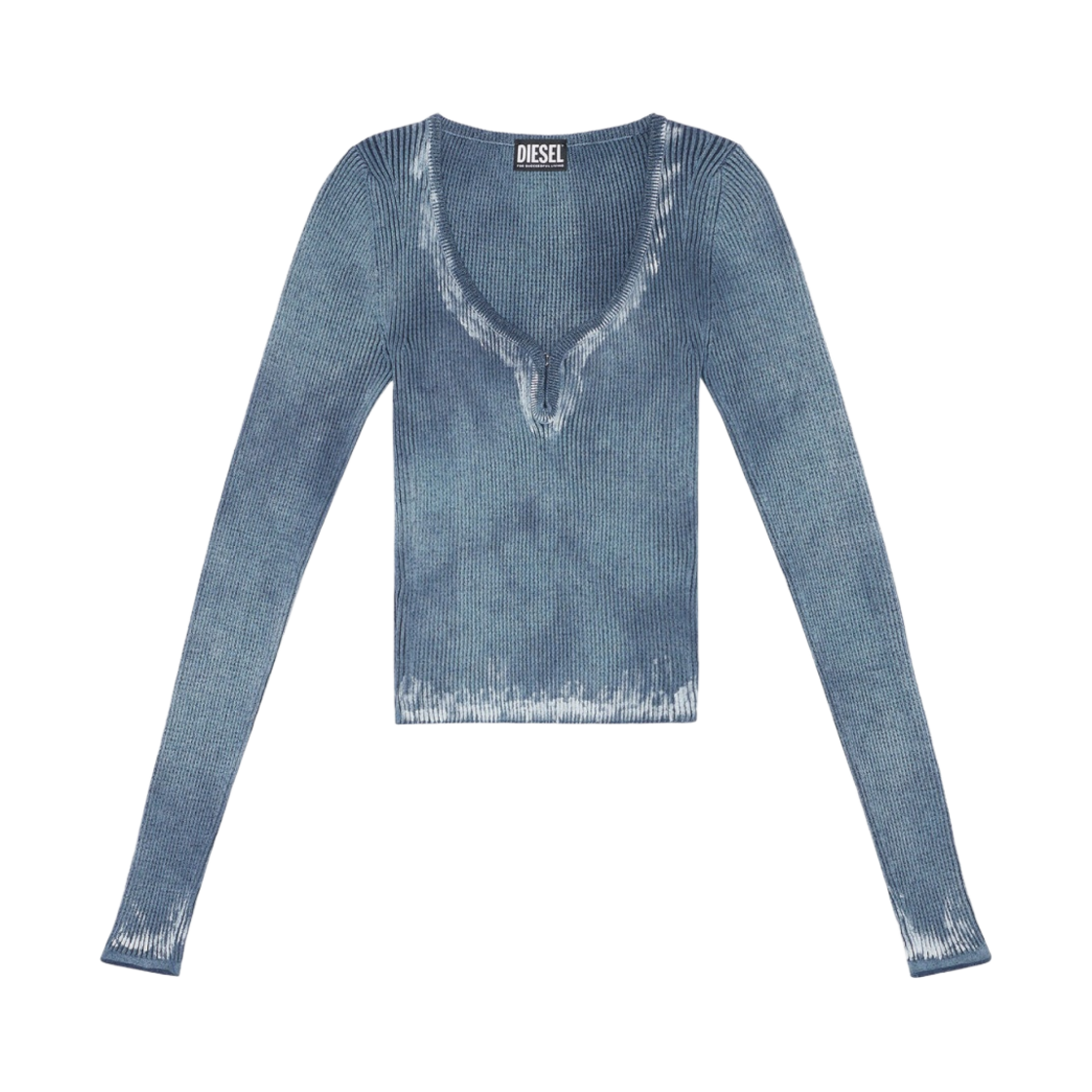 (W) 디젤 M-이치코 스쿱넥 립드 니트 탑 블루((W) Diesel M-Ichiko Scoop-Neck Top in Ribbed Knit Blue) - 1