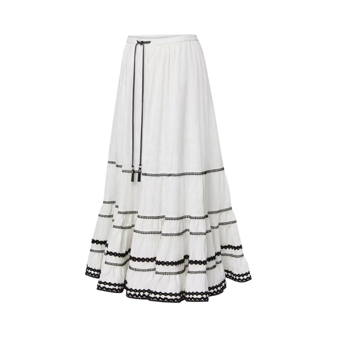 (W) 루이비통 레이스 트림 티어드 맥시 스커트 밀키 화이트((W) Louis Vuitton Lace Trim Tiered Maxi Skirt Milky White) - 2