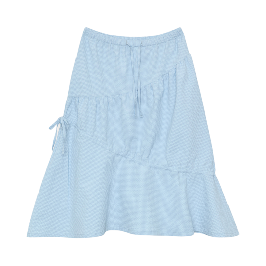 253SSRSKT025 Enzoblues Seersucker Shirring Skirt Sky