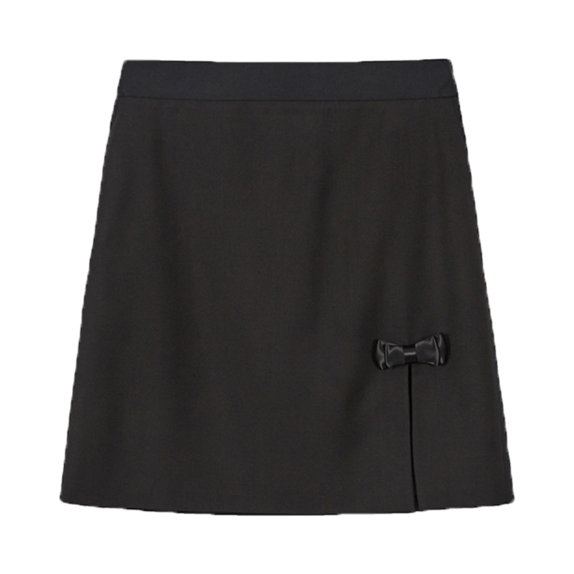 유지 미아 리본 슬릿 스커트 블랙(YUJI Mia Ribbon Slit Skirt Black)