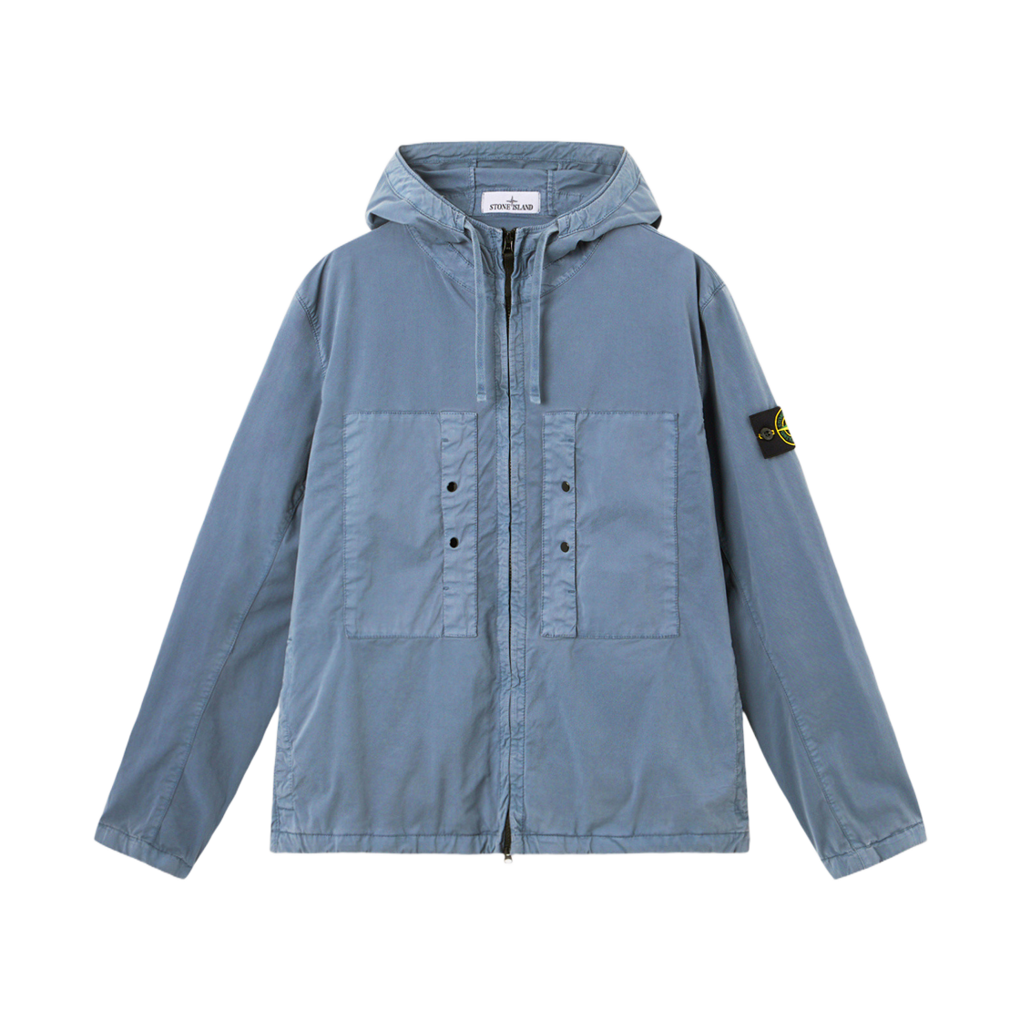 K1S1541000-91S0010-V0024 Stone Island 4100091 Supima Cotton Twill Stretch TC Hooded Jacket with Chest Pockets and Anti Drop Avio Blue - 25SS
