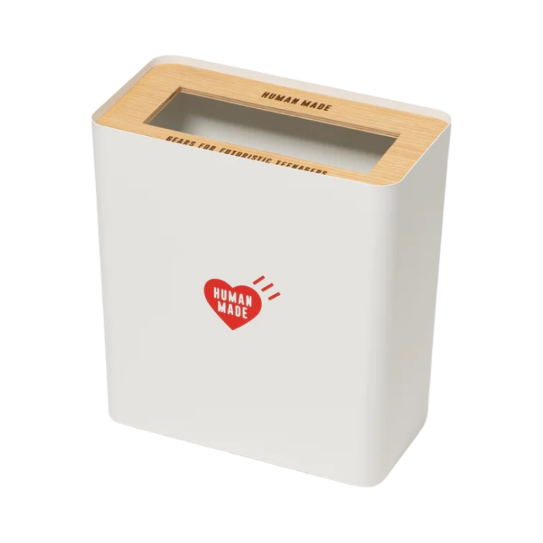 human made trash can white