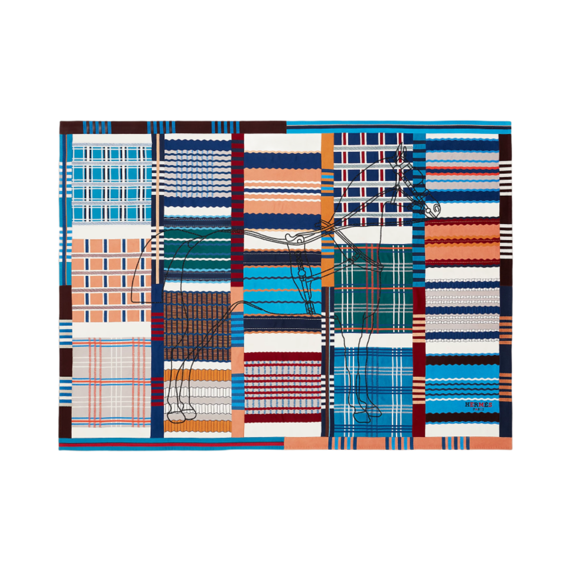H103541M01 Hermes Patchwork De Sangles Blanket Cashmere Miyuki Glass Beads & Casaque