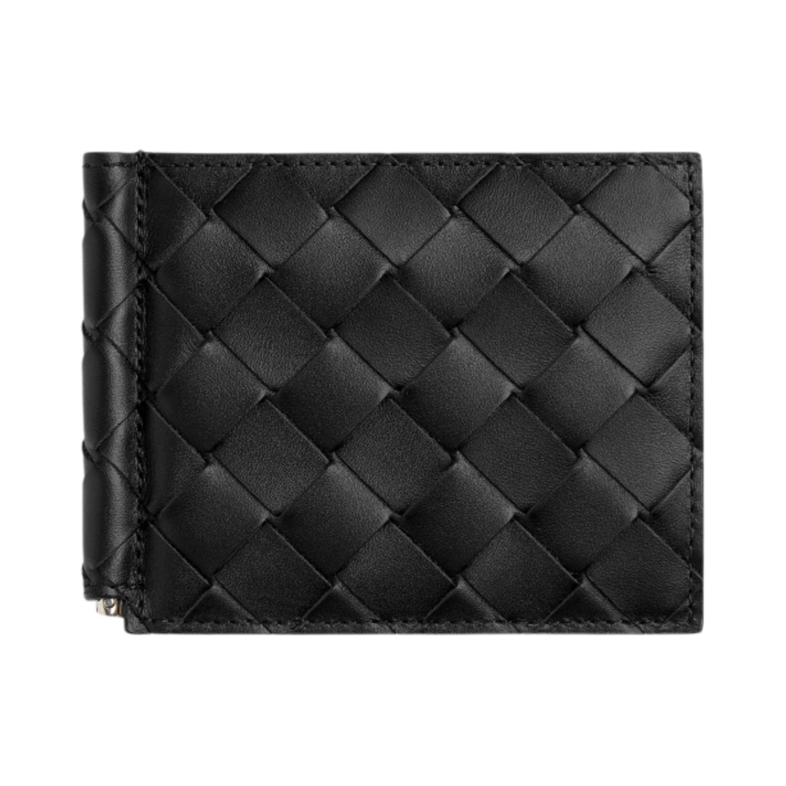 보테가 베네타 인트레치아토 빌 클립 지갑 블랙 레드스톤(Bottega Veneta Intrecciato Bill Clip Wallet Black Redstone) - 1