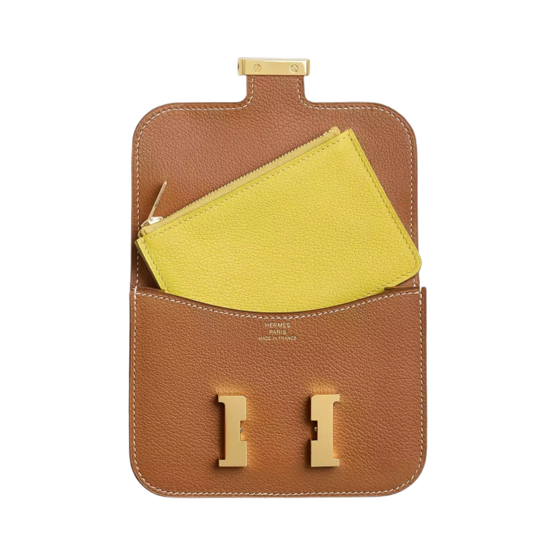 에르메스 콘스탄스 슬림 바이컬러 지갑 에버컬러 & 골드 하드웨어 라임(Hermes Constance Slim Bicolor Wallet Evercolor & Gold Lime) - 2