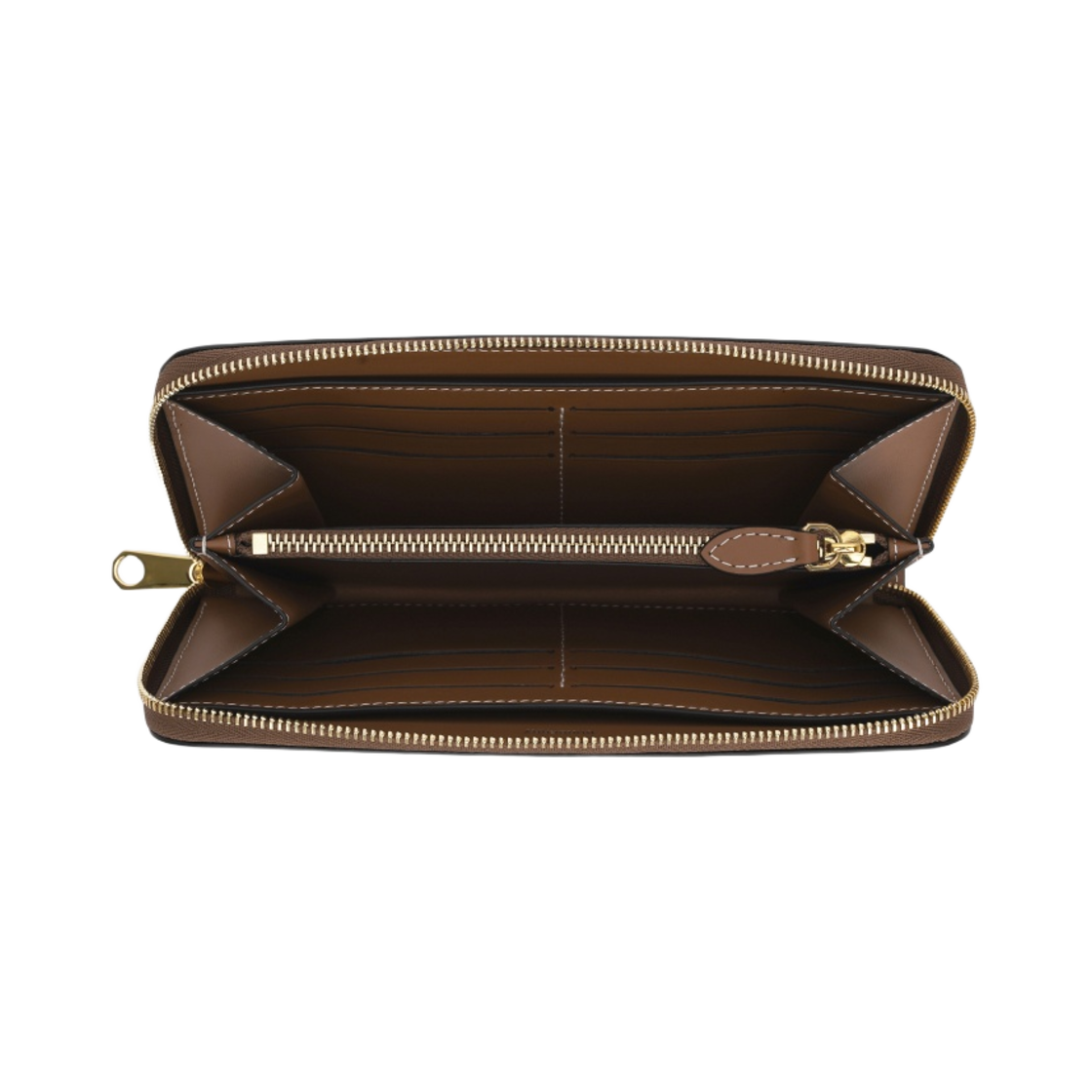 버버리 체크 앤 레더 집어라운드 지갑 아카이브 베이지 버치 브라운(Burberry Check and Leather Ziparound Wallet Archive Beige Birch Brown) - 3