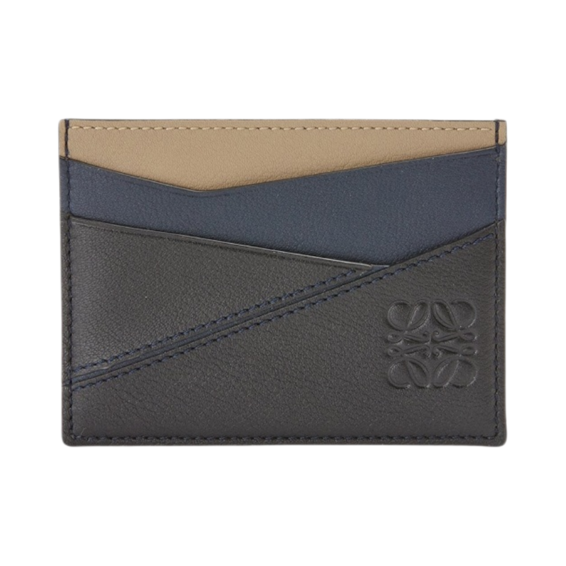 로에베 클래식 카프스킨 퍼즐 플래인 카드 홀더 다크 토피 블랙(Loewe Puzzle Plain Card Holder in Classic Calfskin Dark Toffee Black) - 1