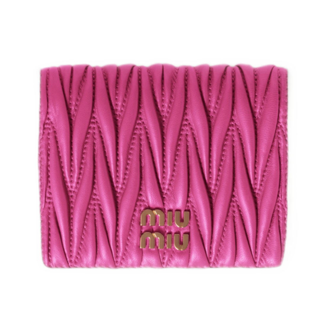 미우 미우 스몰 마테라쎄 나파 레더 월렛 푸시아 화이트(Miu Miu Small Matelasse Nappa Leather Wallet Fuchsia White)