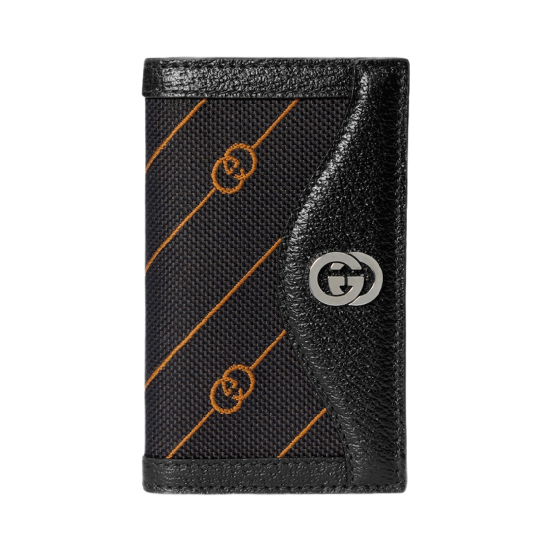 구찌 인터로킹 G 롱 카드 케이스 블랙 오렌지 패브릭(Gucci Interlocking G Long Card Case Black Orange Fabric) - 1