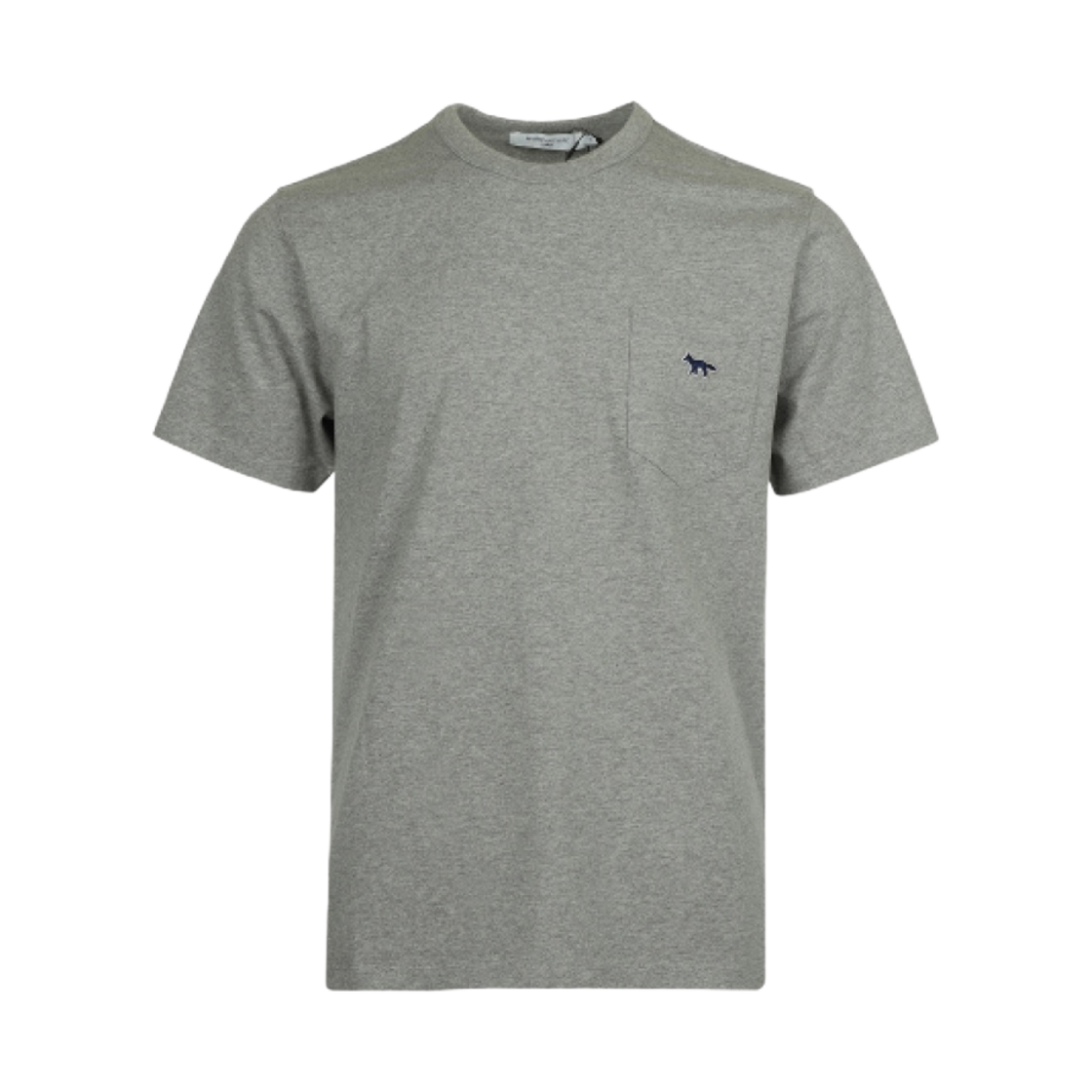 HM00136KJ0008-H150 Maison Kitsune Navy Fox Patch Classic Pocket T-Shirt Grey Melange