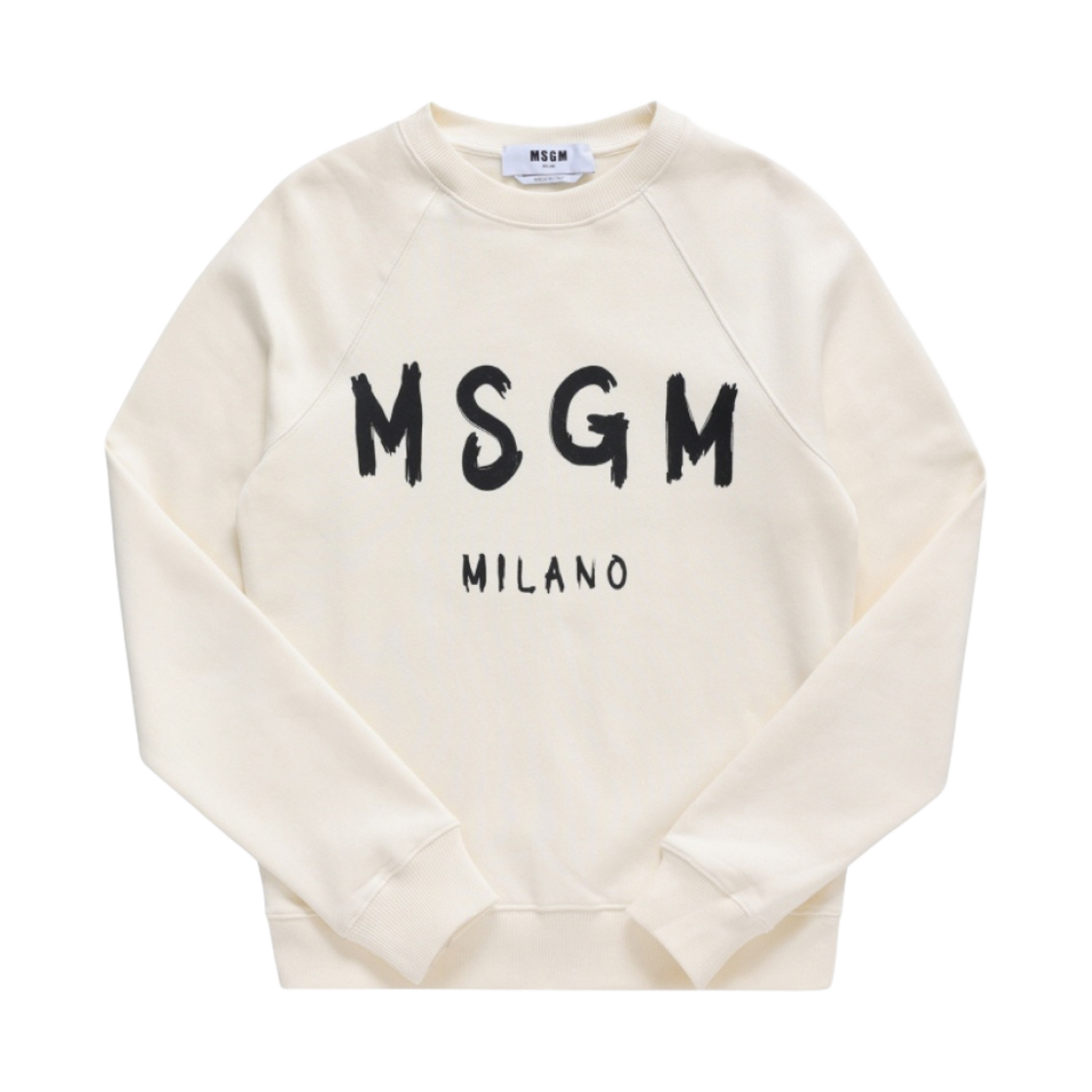 2000MDM513-200001-02 (W) MSGM Cotton Crewneck Sweatshirt with Brushed Logo Ivory