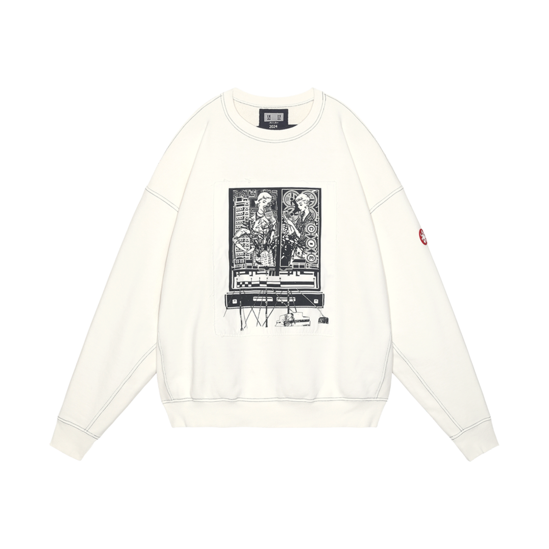 카브엠트 워시드 템플 크루넥 화이트 - 24FW(Cav Empt Washed Temple Crew Neck White  - 24FW) - 1