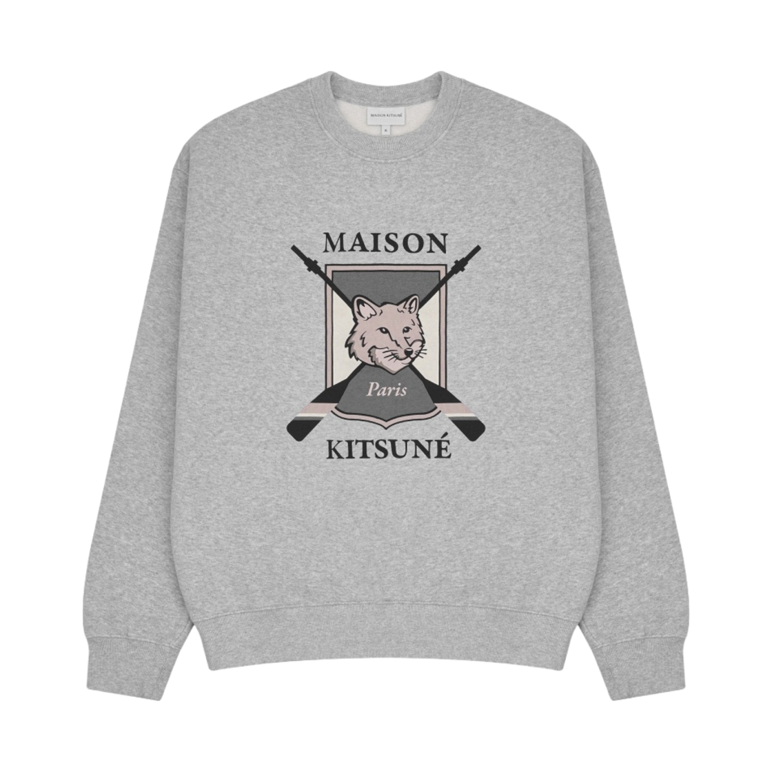 메종 키츠네 컬리지 폭스 프린트 컴포트 스웨트셔츠 라이트 그레이 멜란지(Maison Kitsune College Fox Printed Comfort Sweatshirt Light Grey Melange)