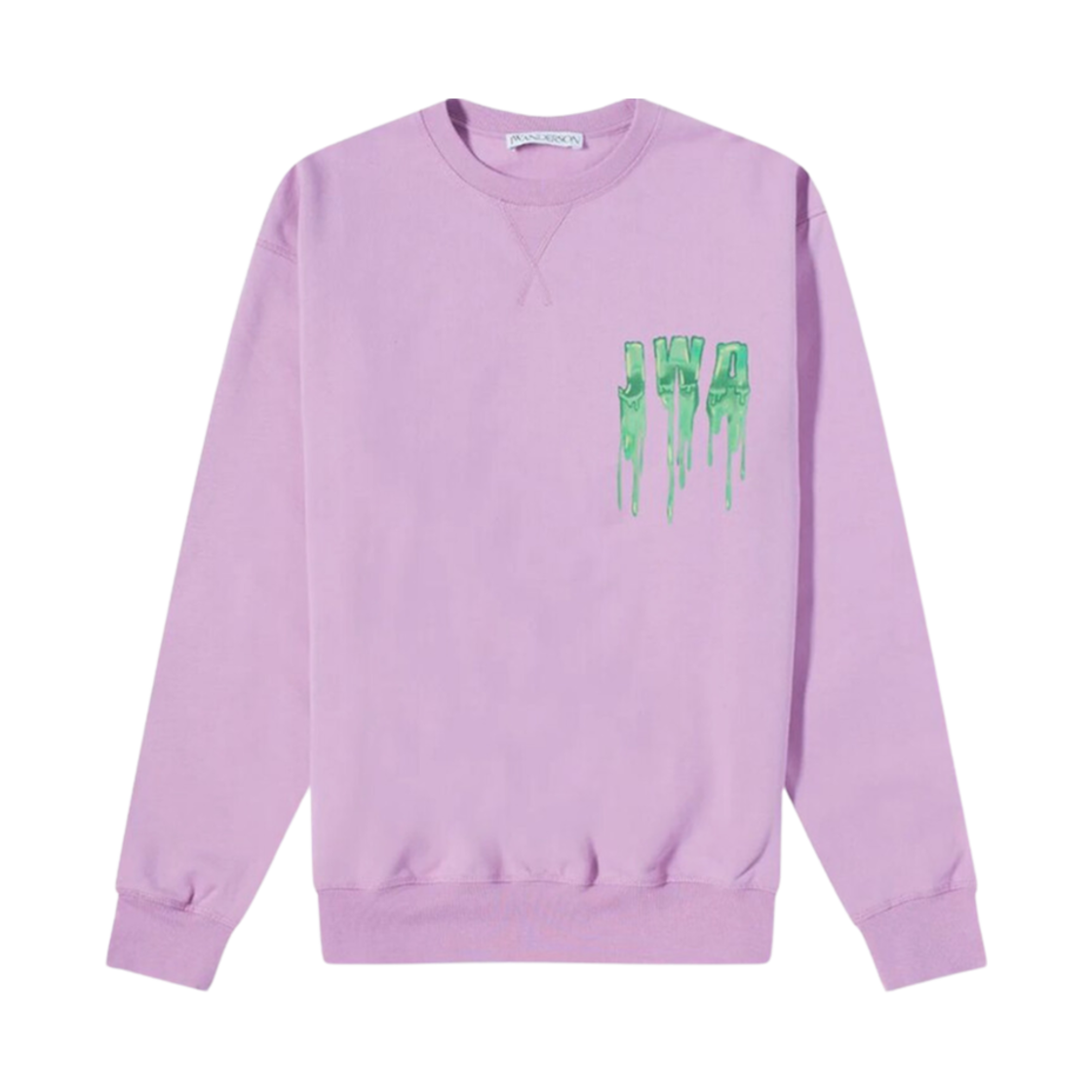 JW0040PG0408391 JW Anderson Slime Logo Classic Crew Neck Sweatshirt Pink Green