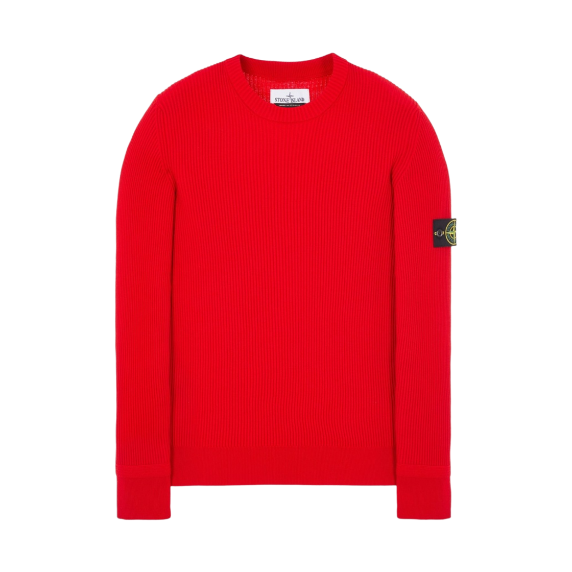 스톤 아일랜드 553C2 풀 립 울 크루넥 니트 레드 - 22FW(Stone Island 553C2 Full Rib Wool Crewneck Knit Red - 22FW) - 1