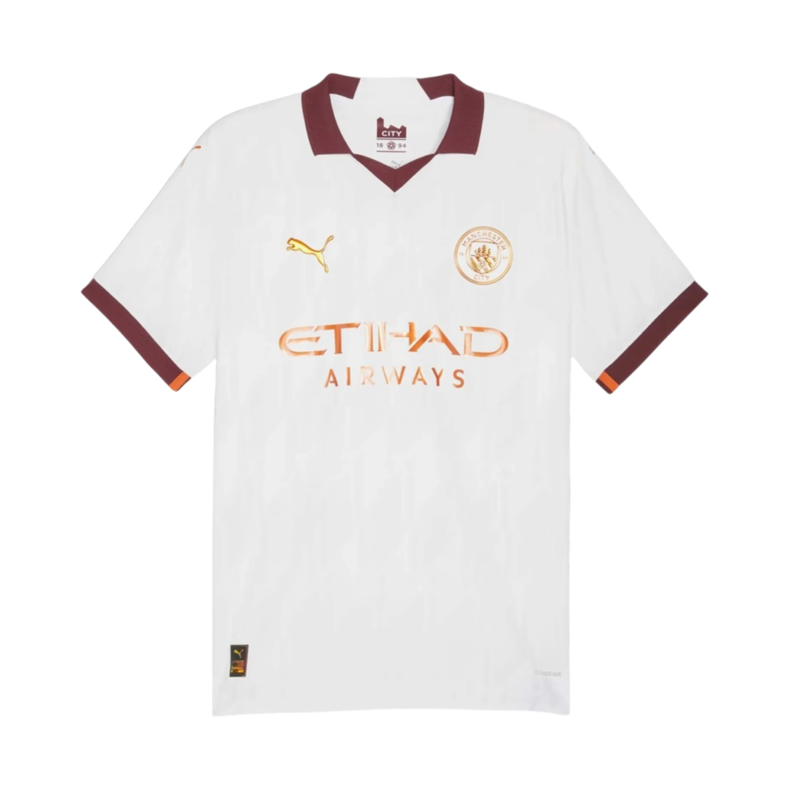 푸마 맨체스터 시티 2023/24 어웨이 어센틱 저지 푸마 화이트 오베르진 (논 마킹 버전)(Puma Manchester City 2023/24 Away Authentic Jersey Puma White Aubergine (Non Marking Ver.))