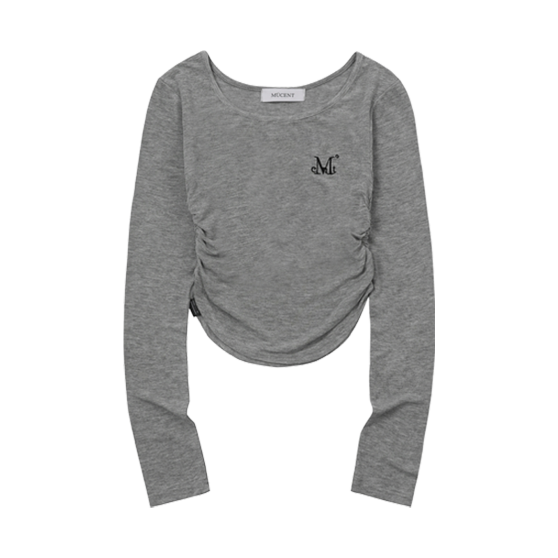 P00000JE_G MUCENT Signature Logo U-Neck Shirring T Gray