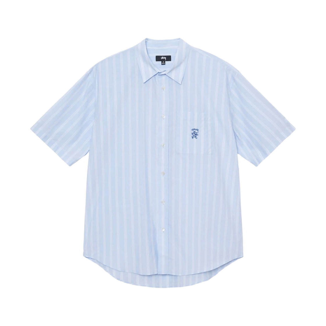 1110290 Stussy Boxy Striped SS Shirt Light Blue Stripe - 대표 이미지 #1