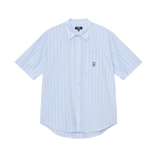 Stussy Boxy Striped SS Shirt Light Blue Stripe