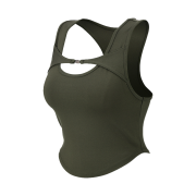 BORN TO WIN B Buckle Cut-Out Crop Sleeveless Khaki