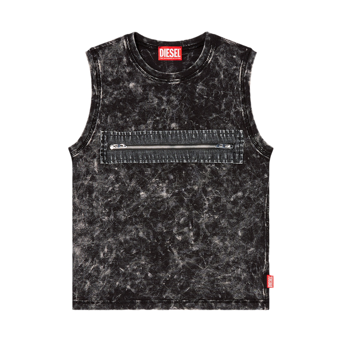 A166230AKB-U900 (W) Diesel T-Arted Sleeveless Top with Zip Detail Black
