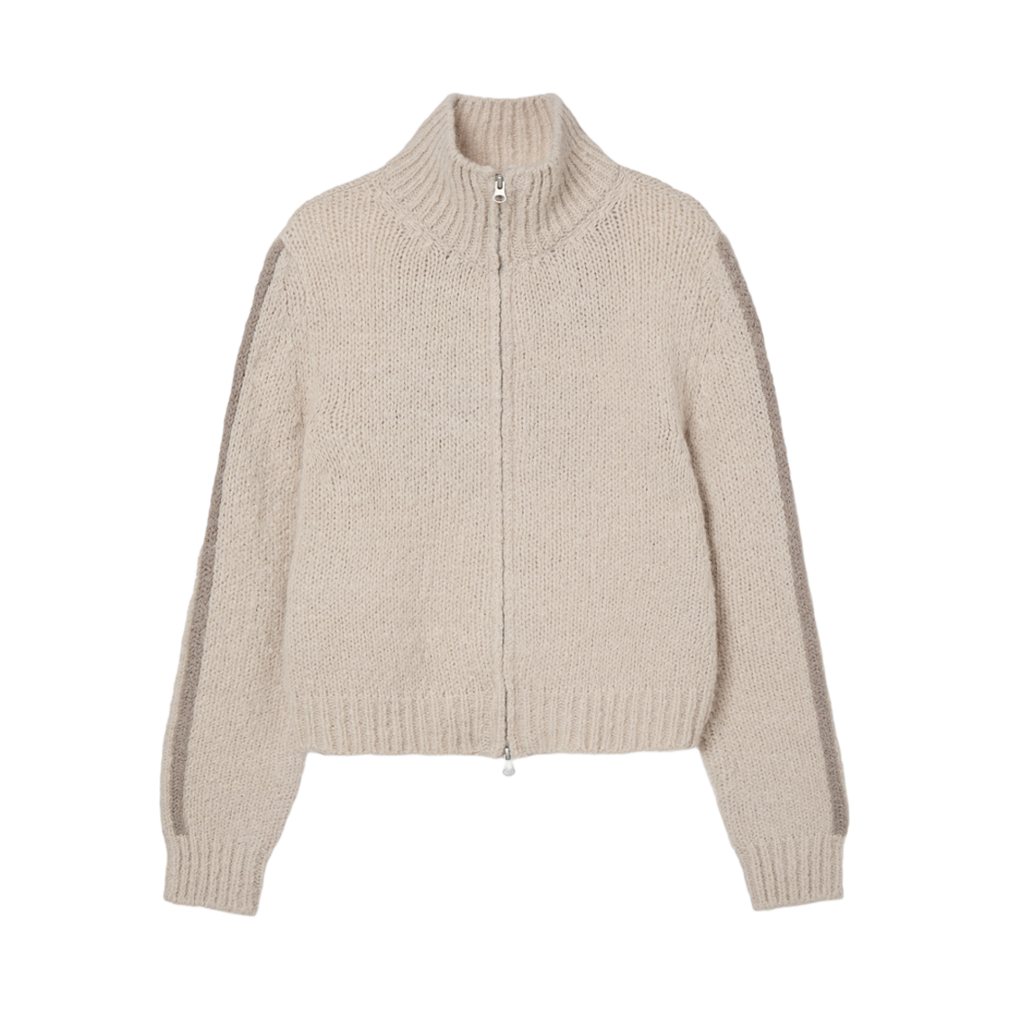 (W) 에이에이 하프넥 니트 집업 아이보리((W) Aeae Half Neck Knit Zip-Up Ivory) - 1