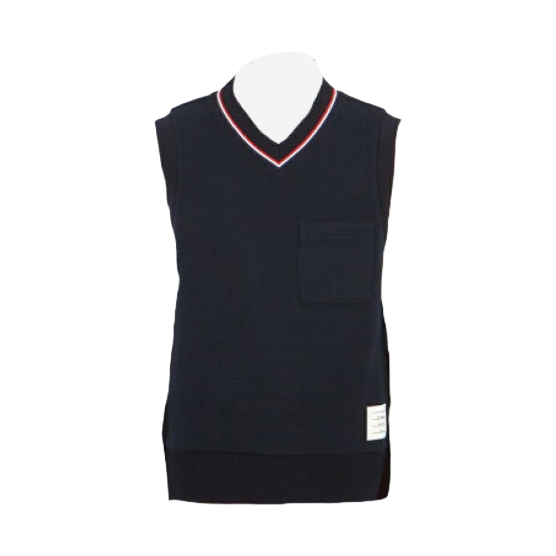 MJV006A-J0114-415 Thom Browne Textured Cotton V-Neck Vest Navy