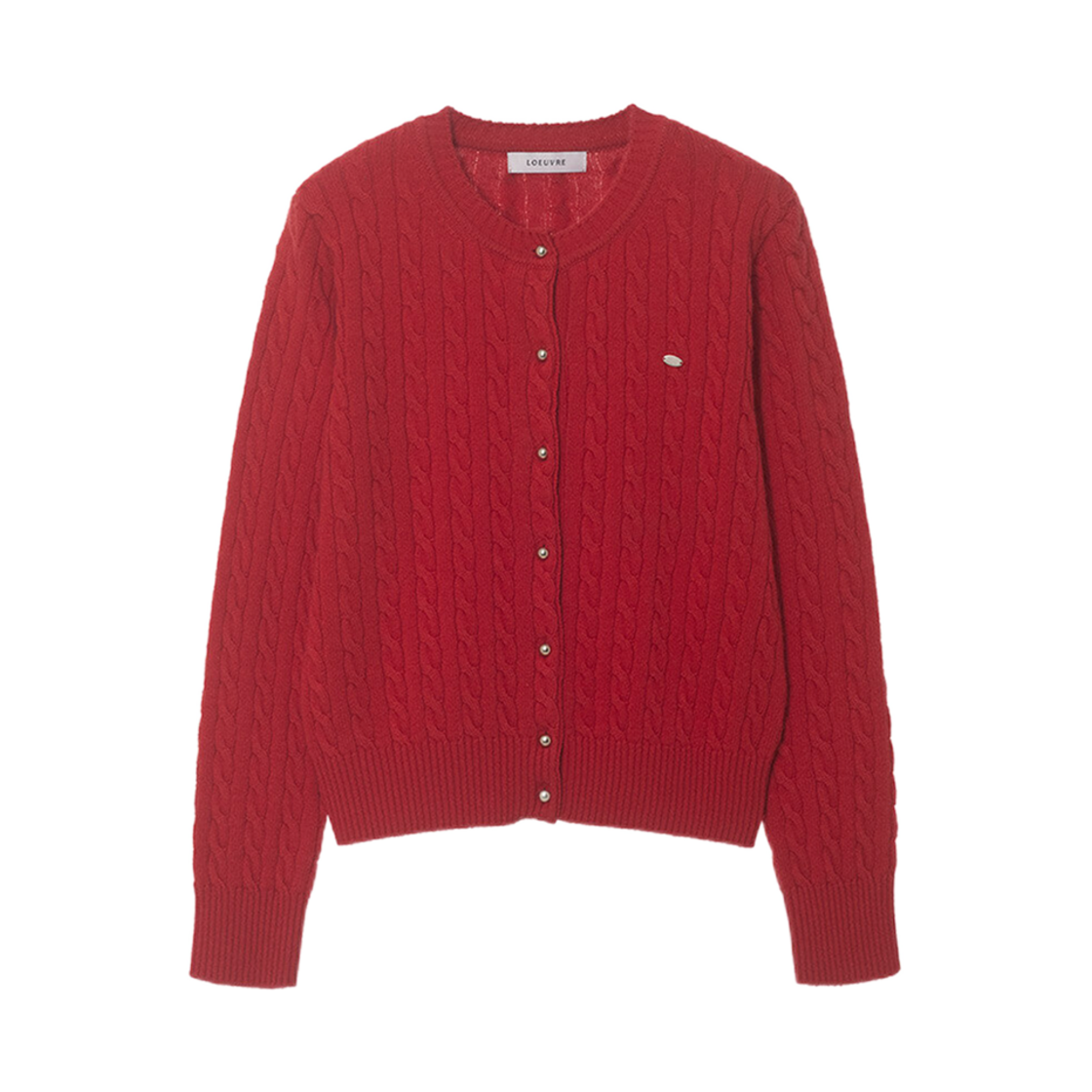 SK4WD927 (W) Loeuvre Wool Blend Cable Knit Cardigan Red