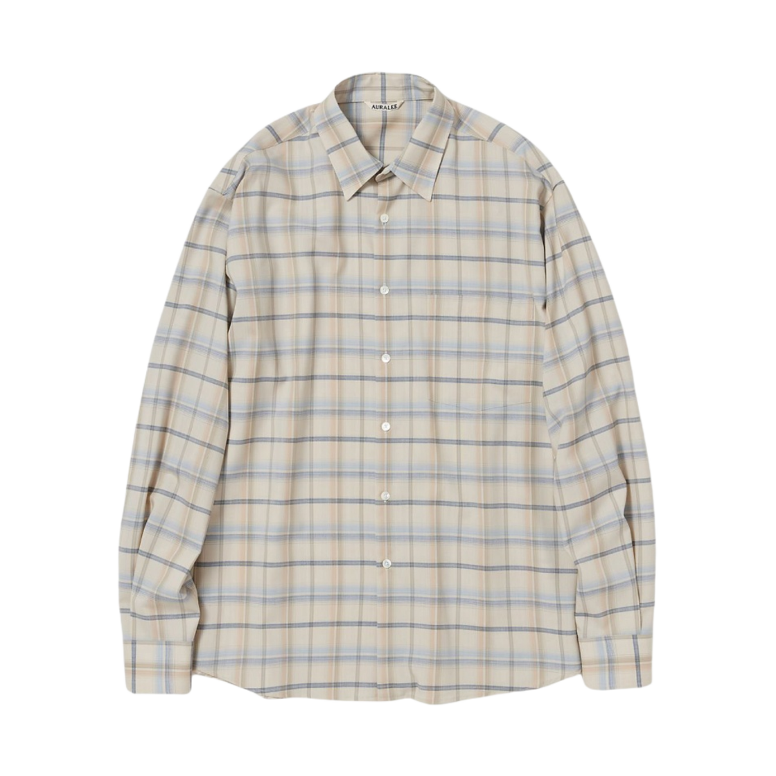 오라리 슈퍼 라이트 울 체크 셔츠 라이트 베이지(Auralee Super Light Wool Check Shirt Light Beige)