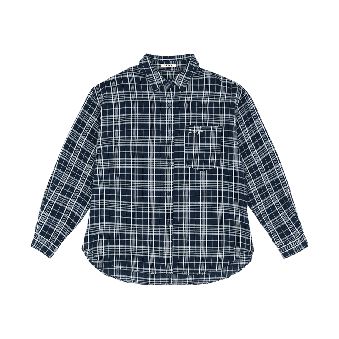 레이지지 루즈핏 클래식 체크 셔츠 네이비(LAZYZ Loose Fit Classic Check Shirt Navy) - 1