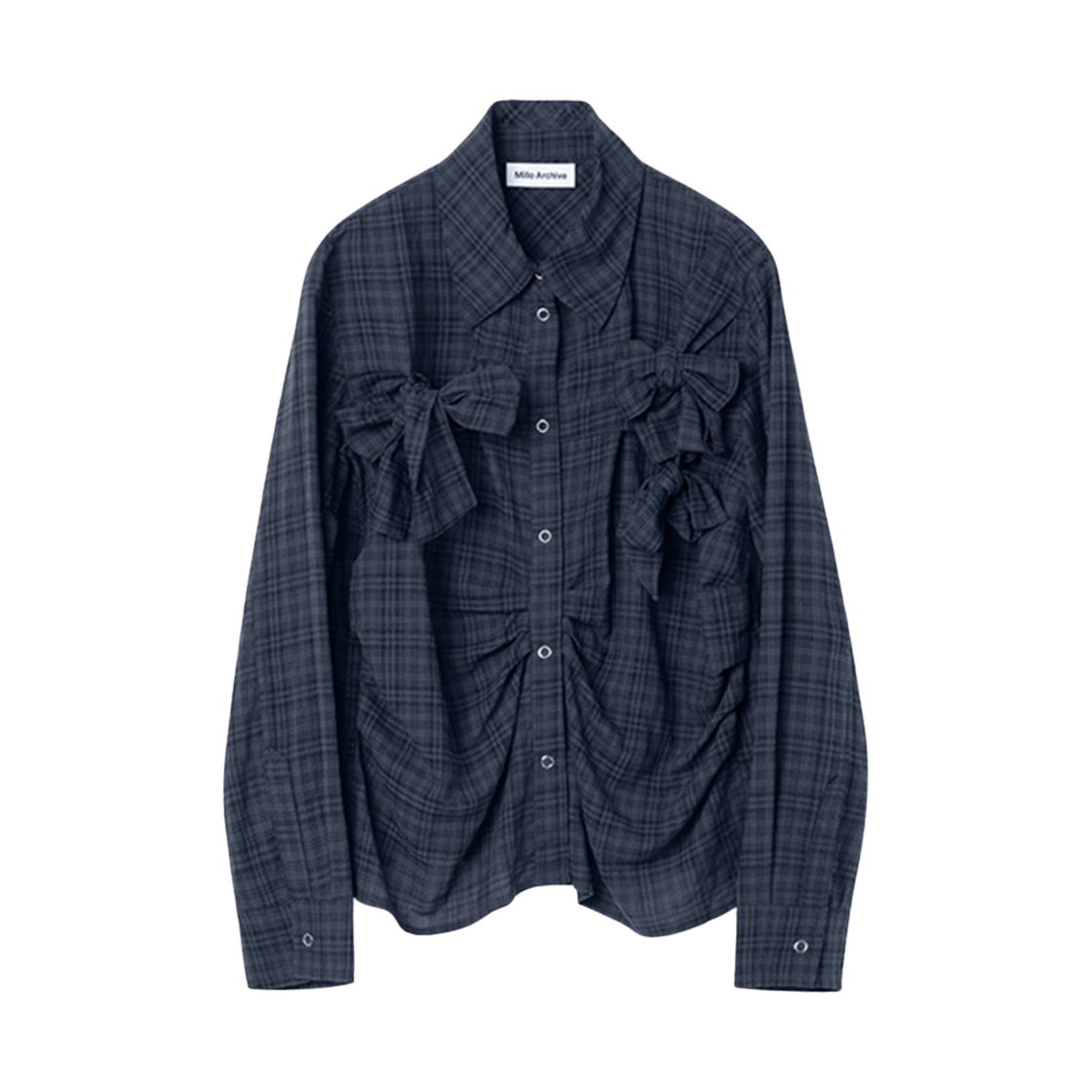 밀로 우먼 리본 타이 셔츠 네이비