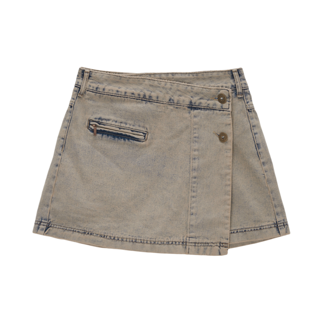 MK2434DN021MBE (W) Matin Kim Pleats Wrap Denim Mini Skirt Beige