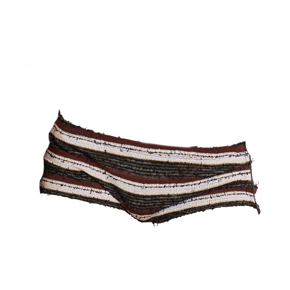 (W) 제이디드 런던 카타 브라운 스트라이프 러플 니트 미니 쇼츠 브라운((W) Jaded London Cata Brown Stripe Ruffle Knit Mini Shorts Brown)