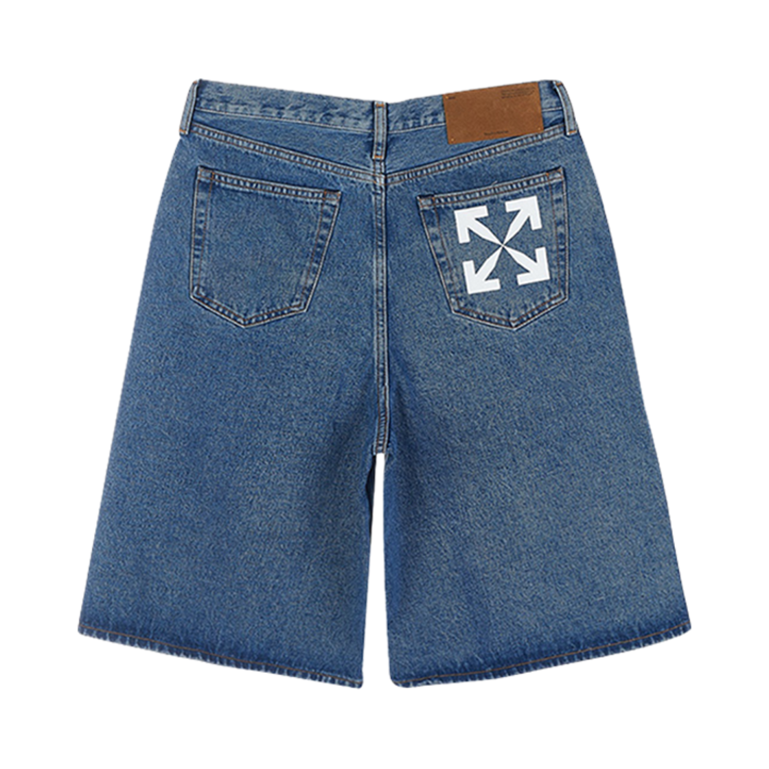 오프화이트 애로우 데님 쇼츠 미디움 블루 화이트(Off-White Arrow Denim Shorts Medium Blue White)